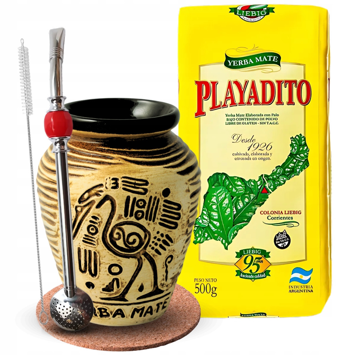 Sada Yerba Mate Playadito Elaborada Tradicional Matero Aztek Bombilla
