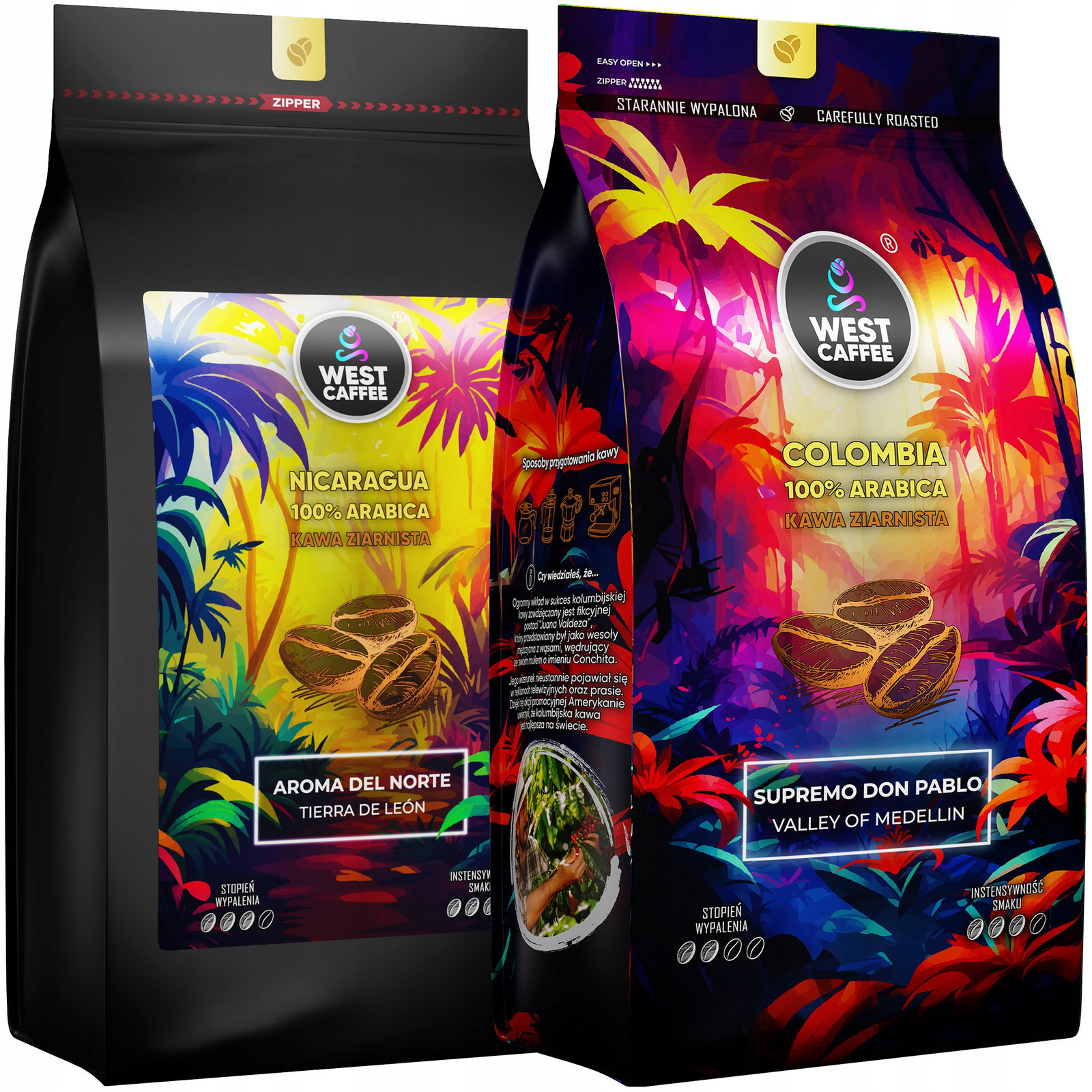 Káva Zrnková Set 2kg Nikaragua Kolumbie 100% Arabica Čerstvě Vypálená