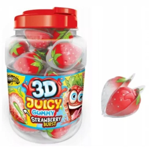 Pěnové jahody Johny Bee 3D, samostatně balené, 60 kusů, 1,08 kg