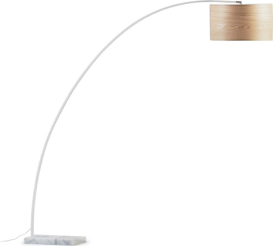 Stojací lampa s dřevěným stínidlem v bílo-přírodní barvě (výška 210 cm) Juhe Ash – Kave Home