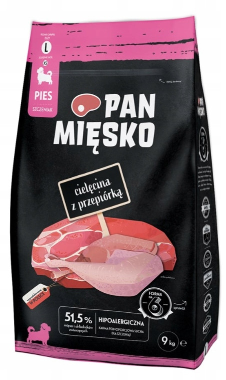 Pan Mięsko Large Puppy telecí s křepelkami - 9 kg