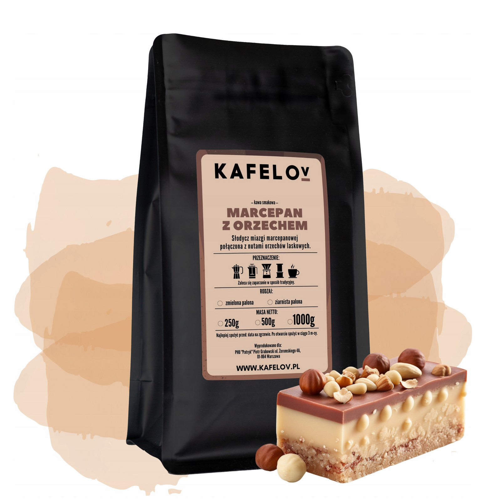 Káva Kafelov Marcepanowo Ořechová 1000g mletá