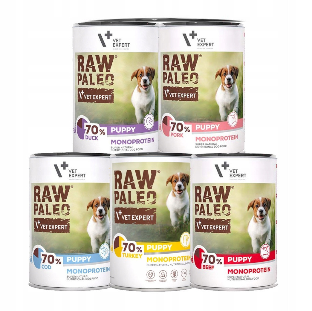 Raw Paleo Puppy Monoprotein Mix chutí 6x400g Monoproteinová štěňata