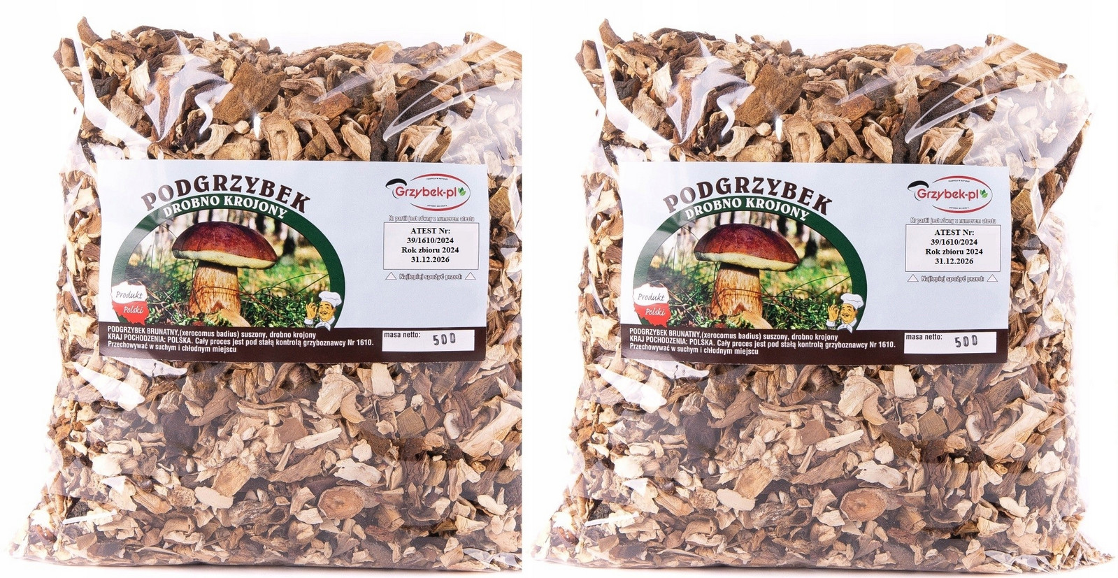 Podhoubek Drobro Krájený Grys 3kg Polský Atest 2024 sušené lesní houby