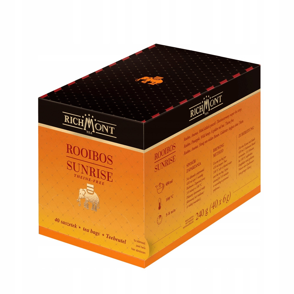 Čaj Richmont Rooibos Sunrise 40 sáčků 6g Prémiové sáčky Bez Teinu