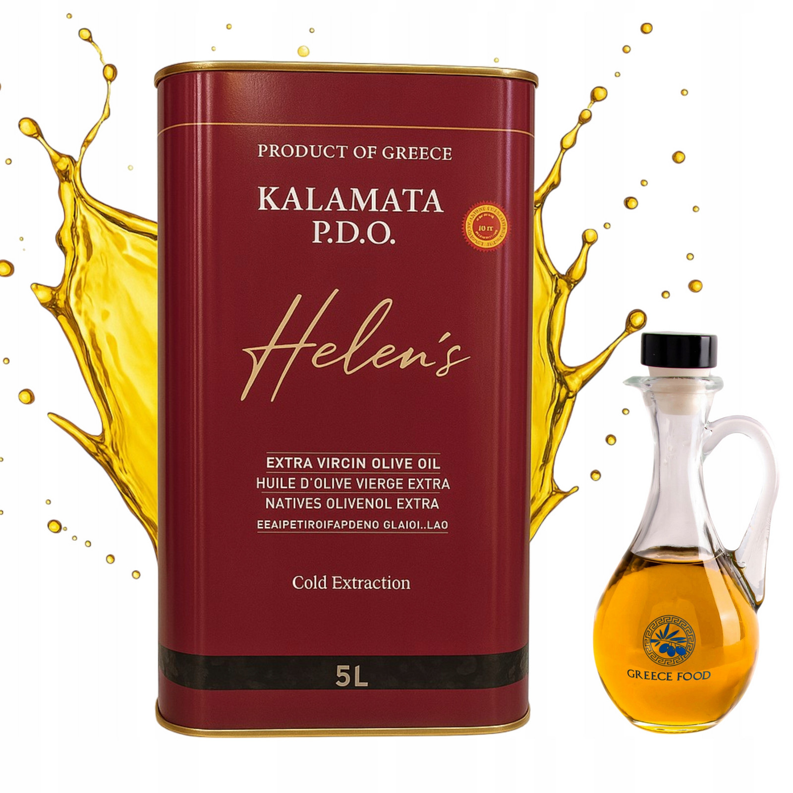 Extra panenský olivový olej Kalamata P.d.o. 5L skleněná láhev 250 ml