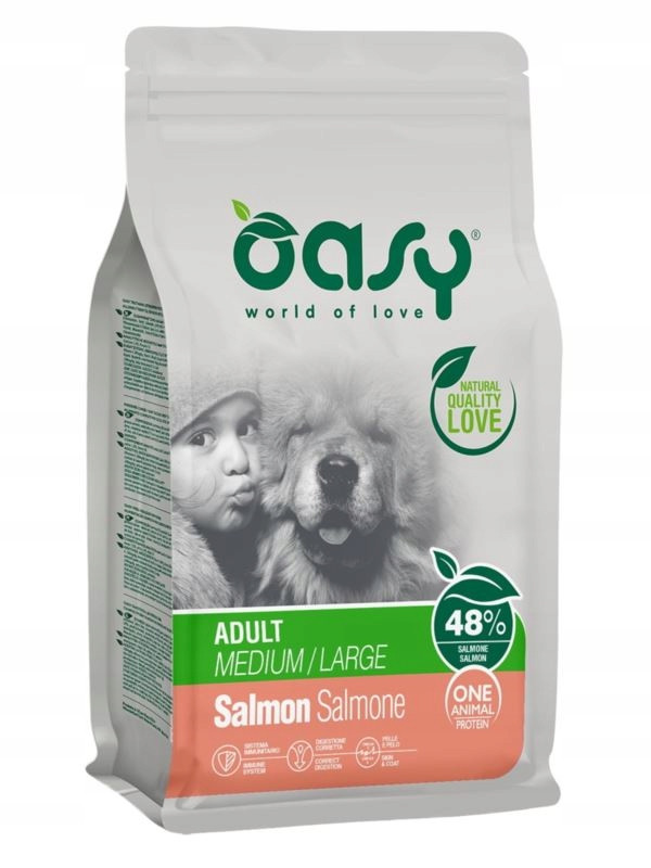 Oasy Salmon Salmone Adult M/L Krmivo pro dospělé psy s lososem 12 kg