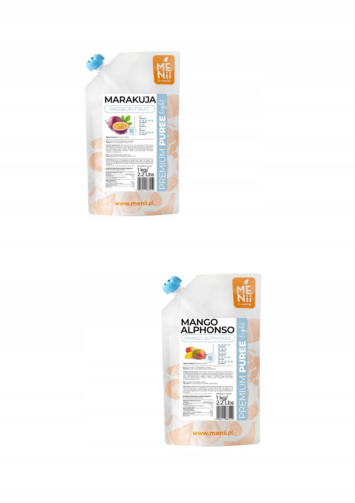 Sada Pyré Menii Premium Light Marakuja/Mango bez cukru