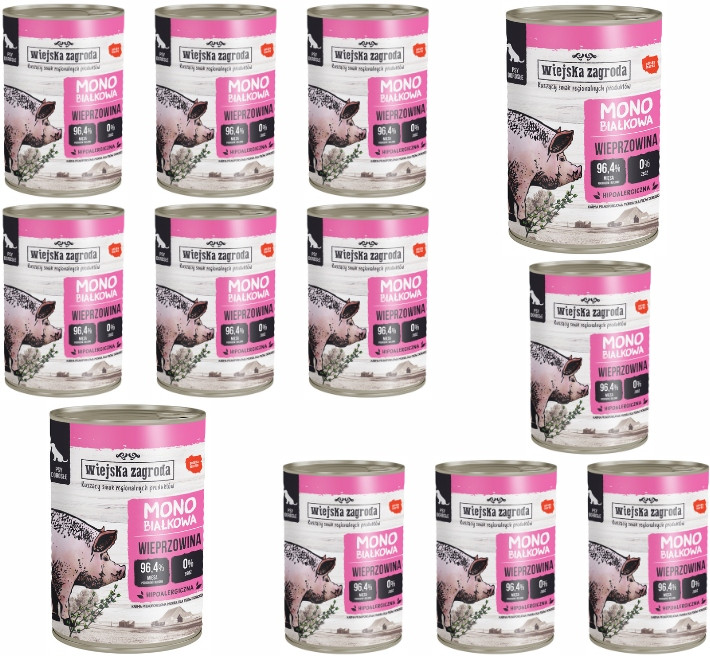 Wiejska Zagroda Monoproteinové Vepřové 12x400g