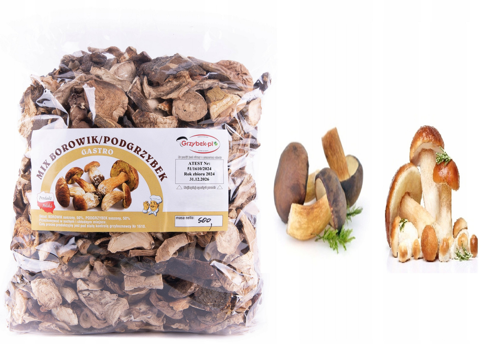 MIX Hříbek+podhoubek Gastro 500g Pl Atest 2024 Nová Sklizeň sušené houby