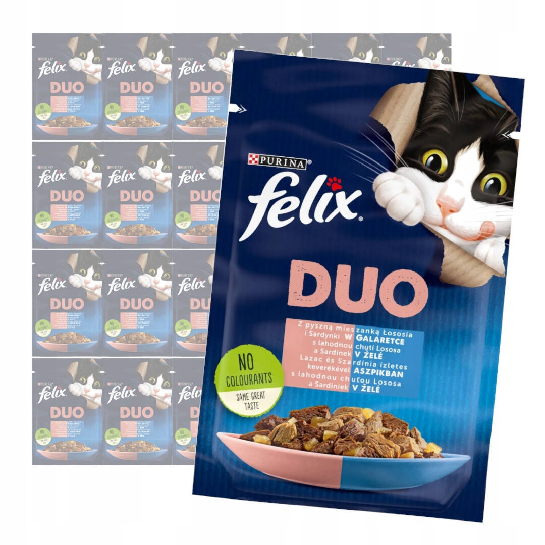 Felix Fantastic Duo Krmivo pro kočky s lososem Sardinkou v želé 26x85g
