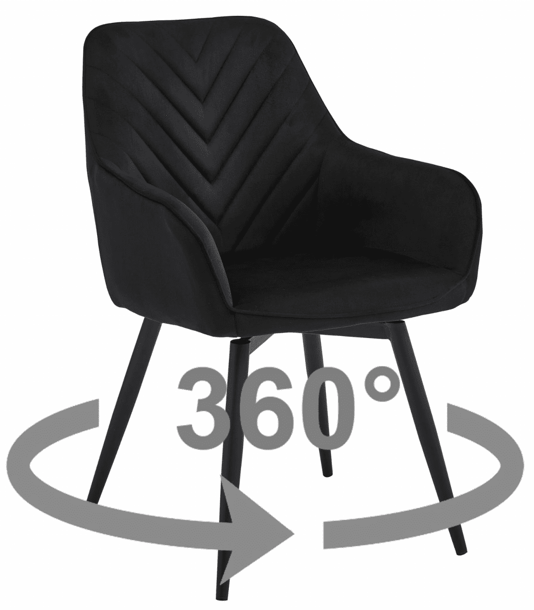Otočné jídelní křeslo NANA360 VELVET, černé