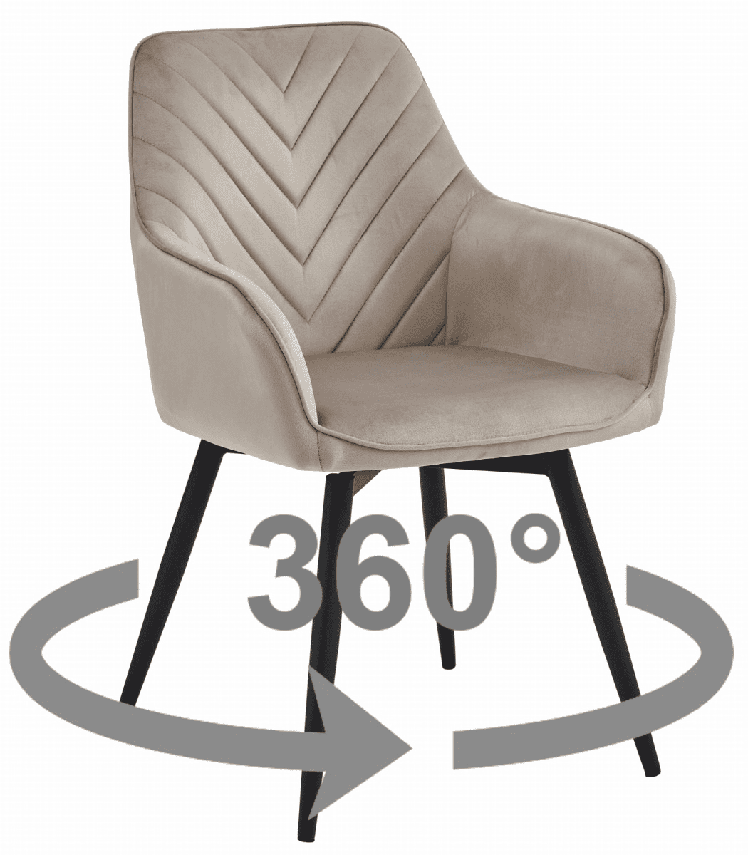 Otočné jídelní křeslo NANA360 VELVET, béžové