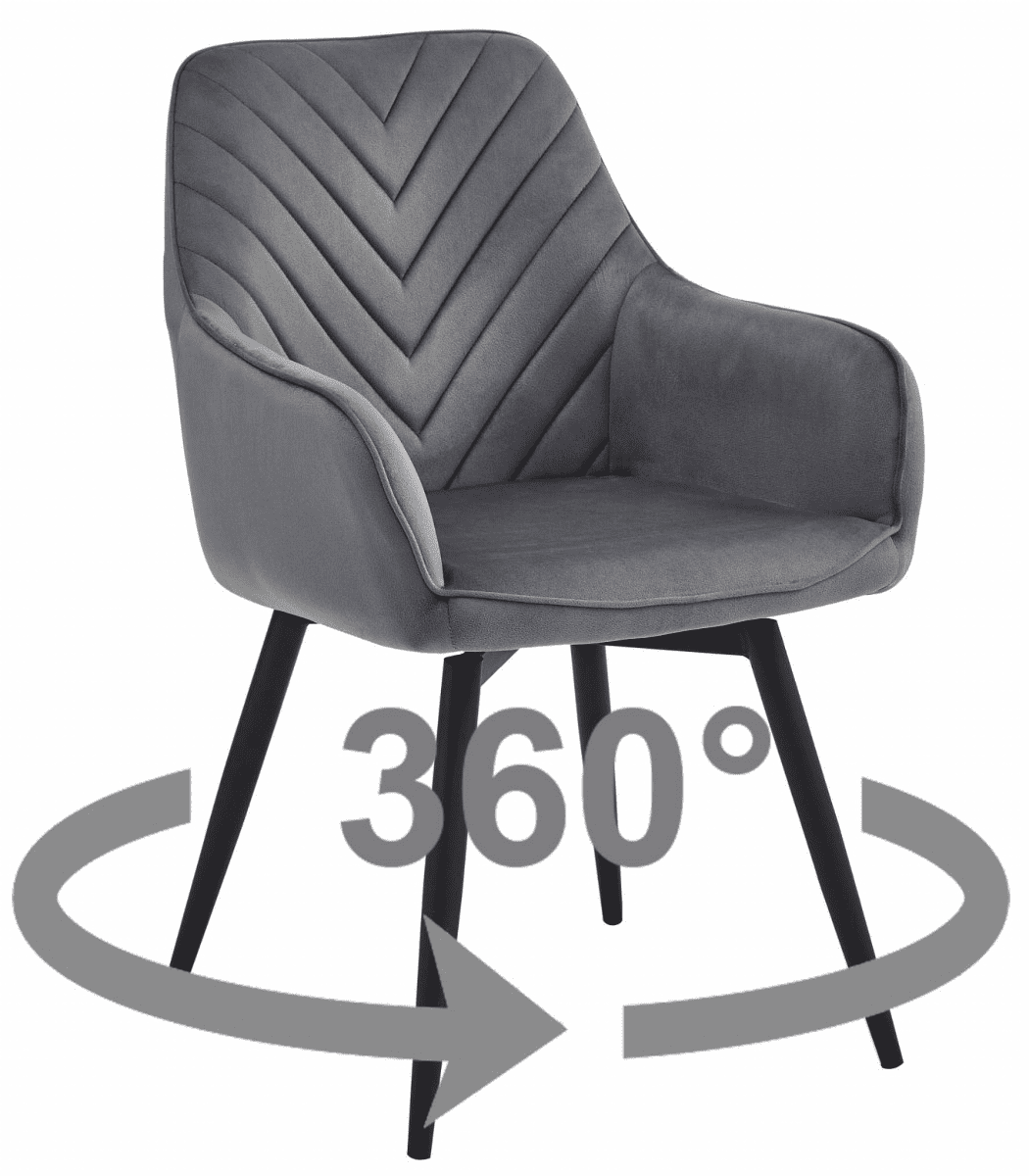 Otočné jídelní křeslo NANA360 VELVET, tmavě šedé