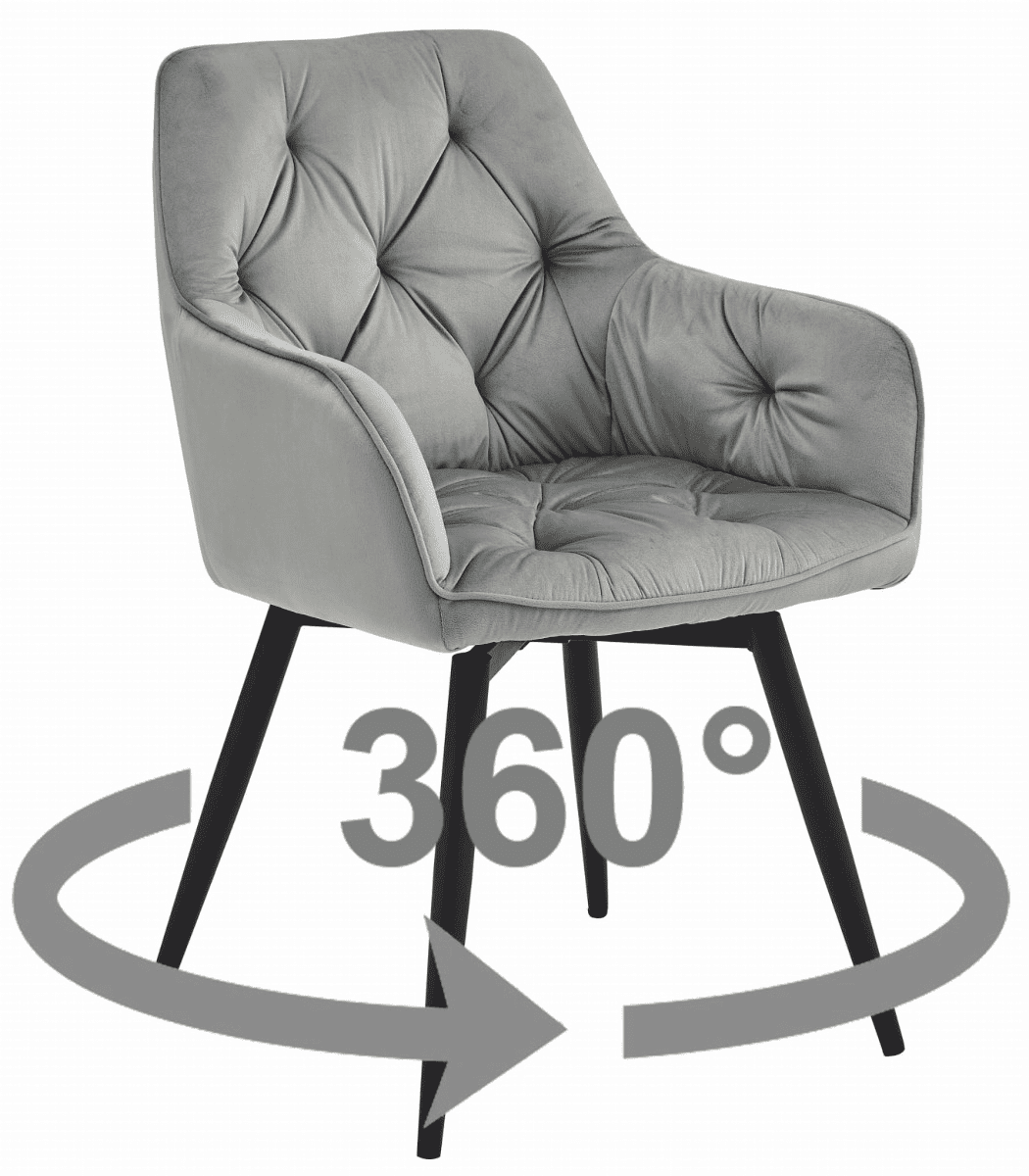 Otočné jídelní křeslo JORK360 VELVET, světle šedé
