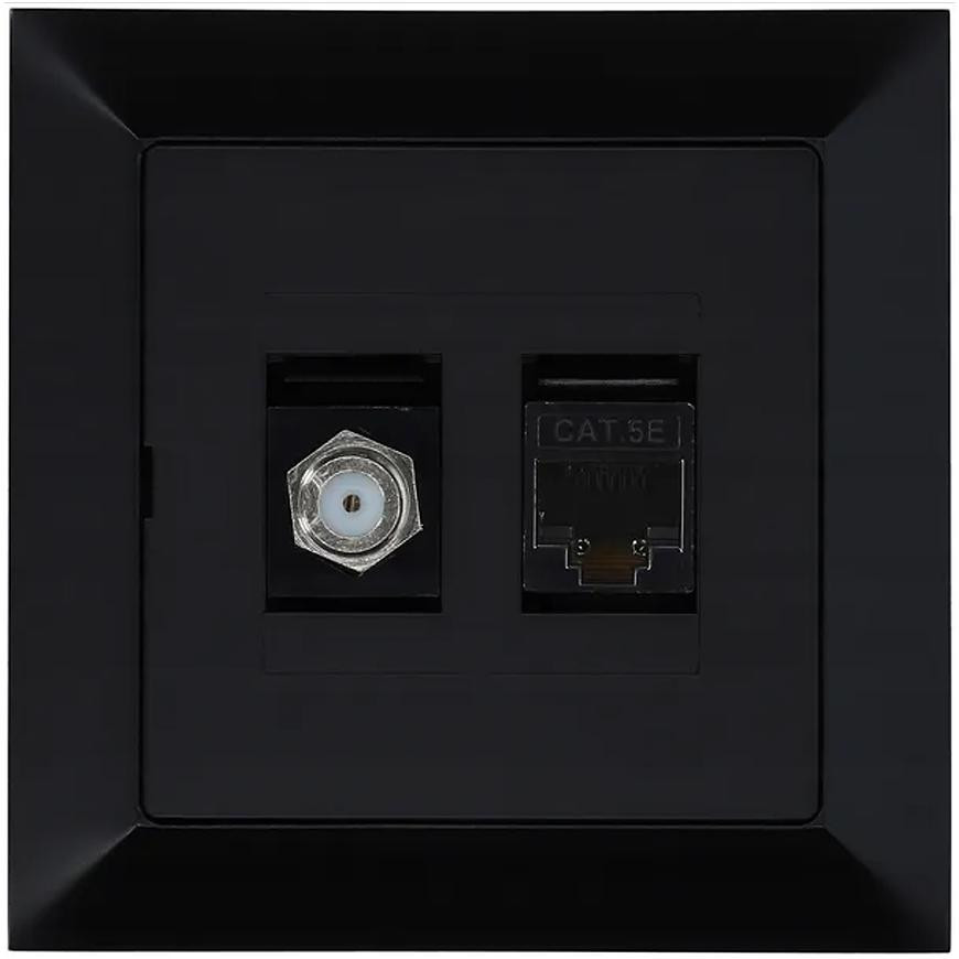 Zásuvka typu F + RJ-45 Medium černá