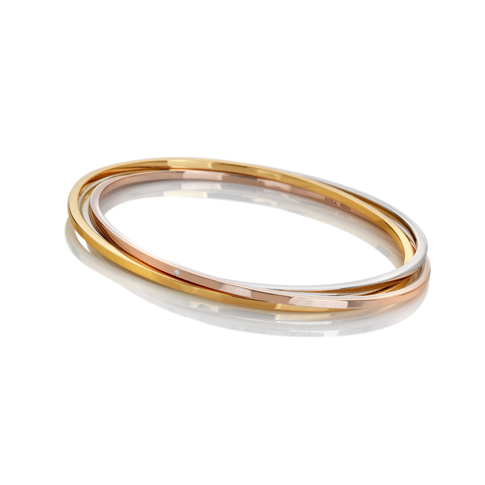 Hot Diamonds Půvabný tricolor náramek s diamantem Trio DC219