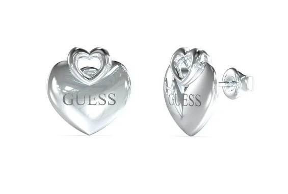 Guess Srdíčkové náušnice z oceli Crazy In Love JUBE05218JWRHT/U