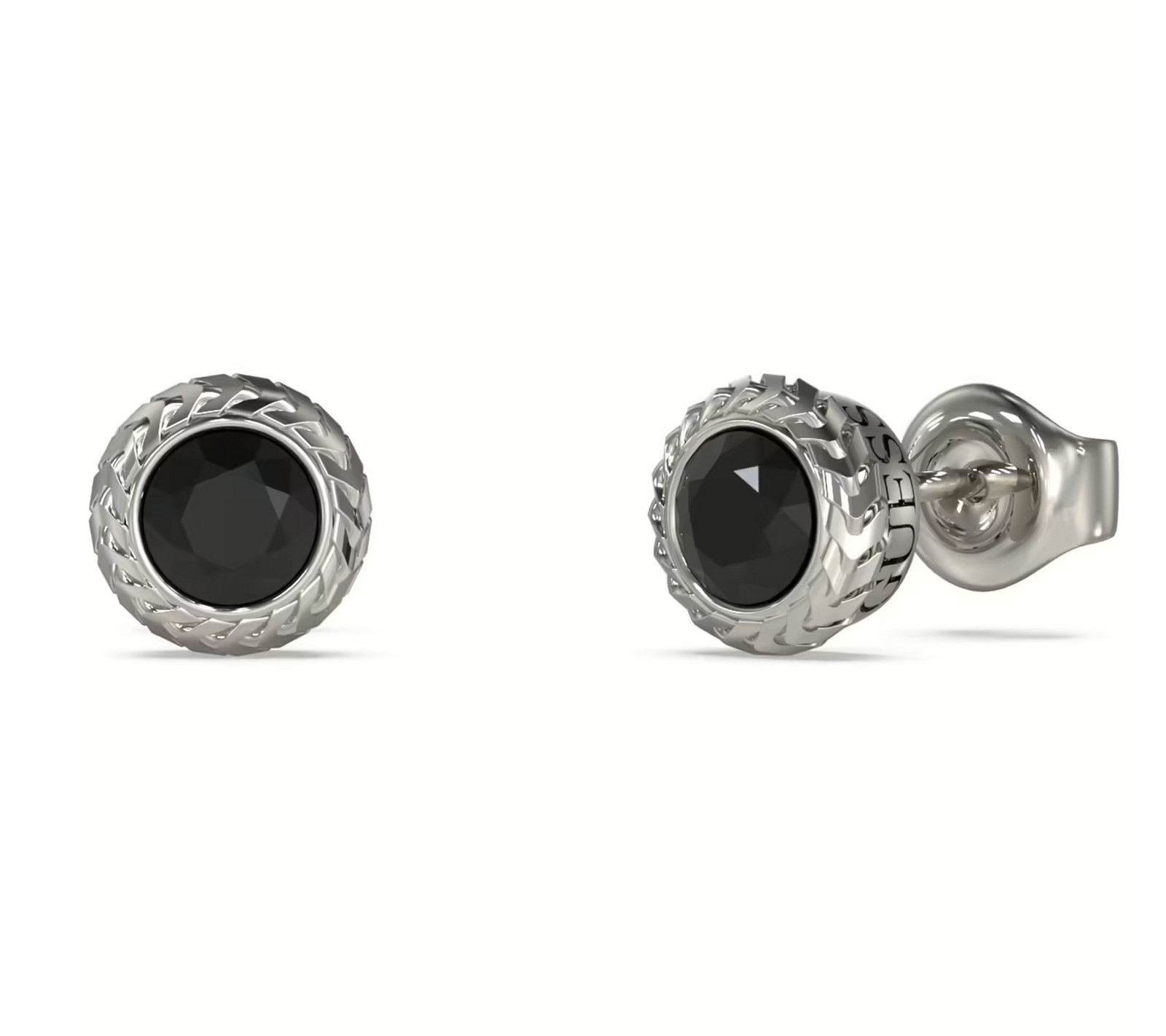 Guess Ocelové náušnice s černými zirkony Sailor Knot JUME05022JWSTBKT/U