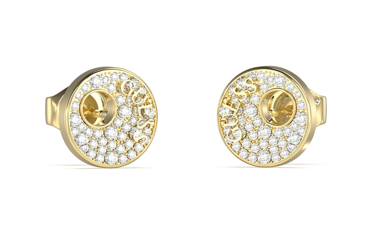 Guess Pozlacené náušnice se zirkony Blooming Summer JUBE05225JWYGT/U