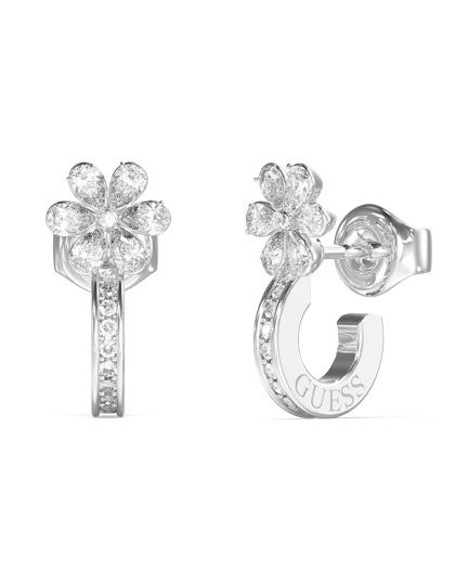 Guess Ocelové půlkruhové náušnice s květinami Lily JUBE05110JWRHT/U