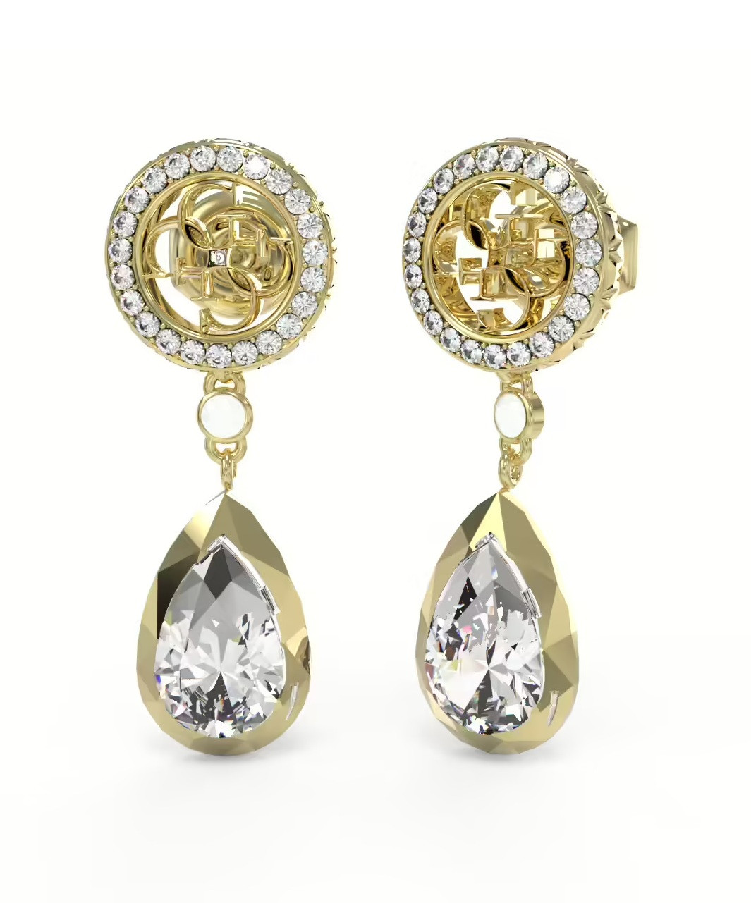 Guess Blyštivé pozlacené náušnice 4G Light JUBE05235JWYGT/U