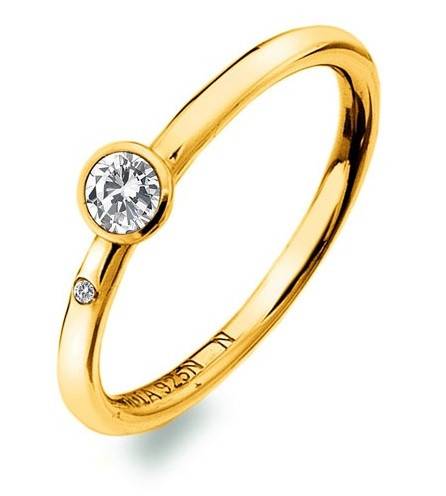 Hot Diamonds Luxusní pozlacený prsten s topazem a diamantem Gemstone DR293 51 mm