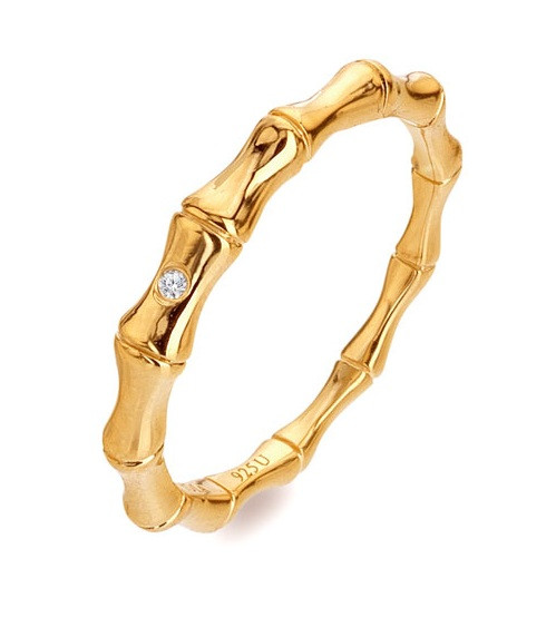 Hot Diamonds Minimalistický pozlacený prsten s diamantem Golden Edit Hope DR298 51 mm