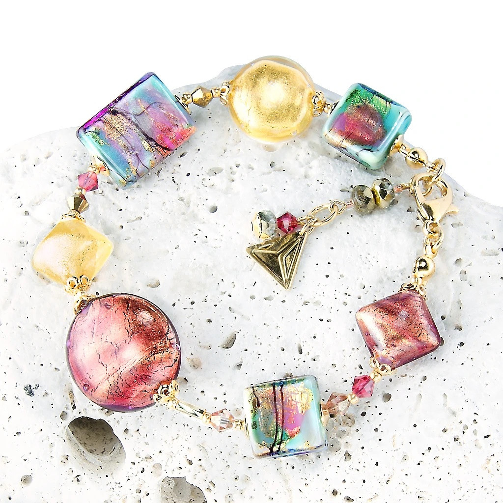 Lampglas Náramek Hi Elegance s 24karátovým zlatem v perlách Lampglas BRO9