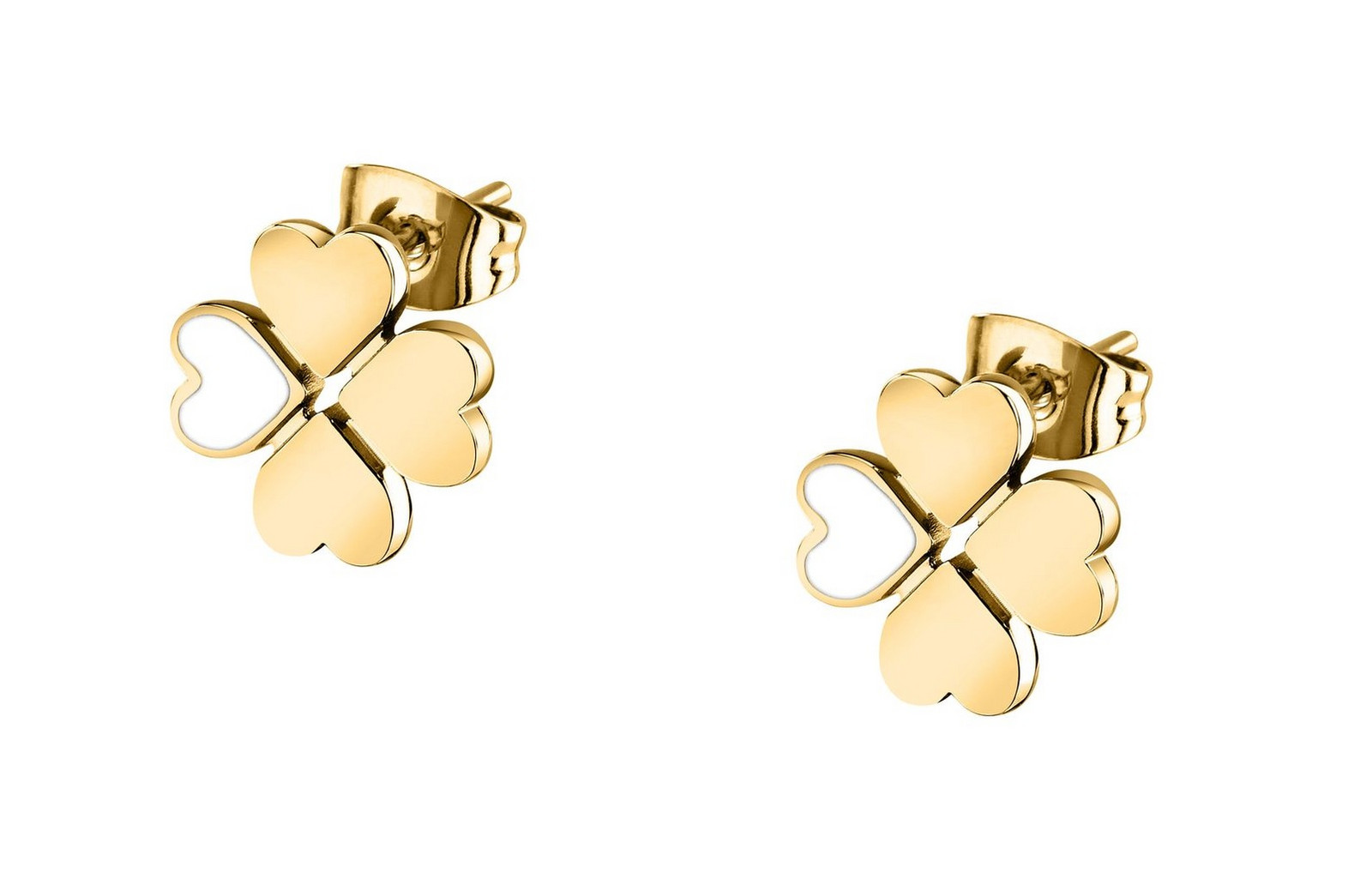 La Petite Story Pozlacené náušnice z oceli Čtyřlístek Friendship LPS01ARR101