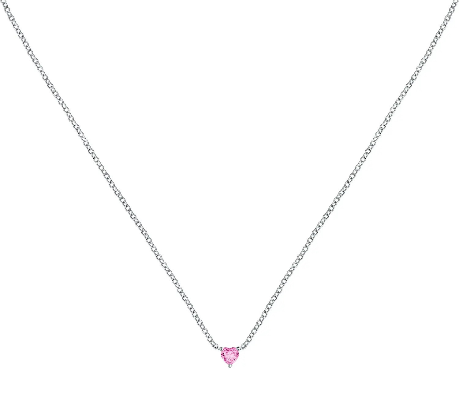La Petite Story Stříbrný náhrdelník s růžovým srdíčkem Silver LPS10AWV16