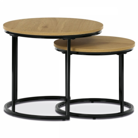 Set 2 ks stolků, MDF deska, dekor divoký dub, kovová podnož, černý lak CT-G1145 OAK CT-G1145 OAK Autronic
