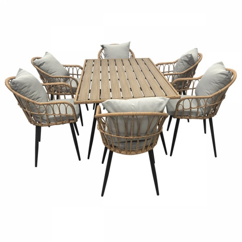 Zahradní židle šedá kov umělý ratan AZ-F1406 NAT Autronic