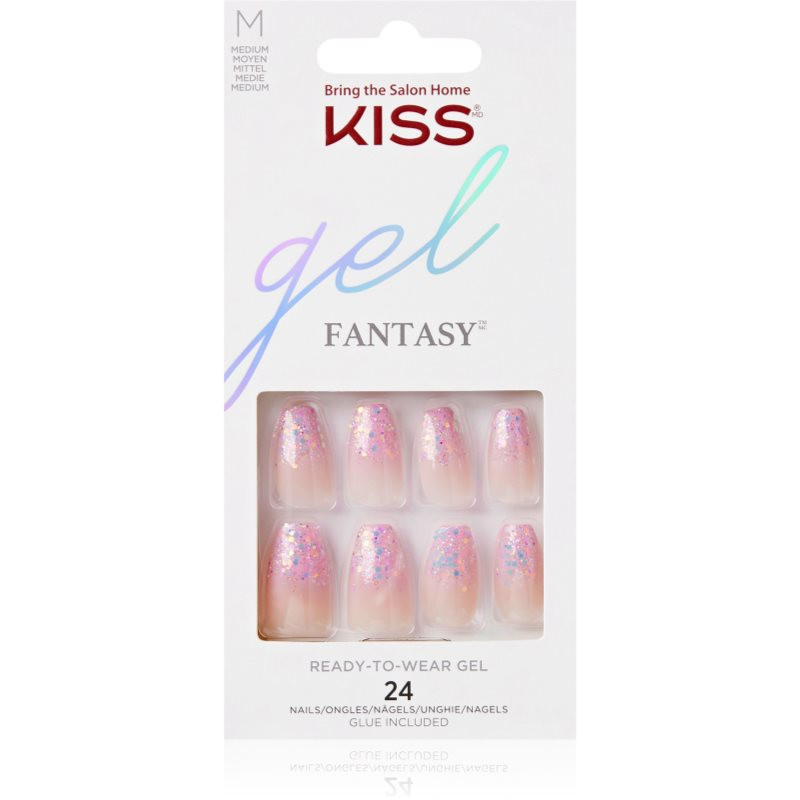 KISS Gel Fantasy Ready to Wear Gel umělé nehty Winter Sparks 24 ks