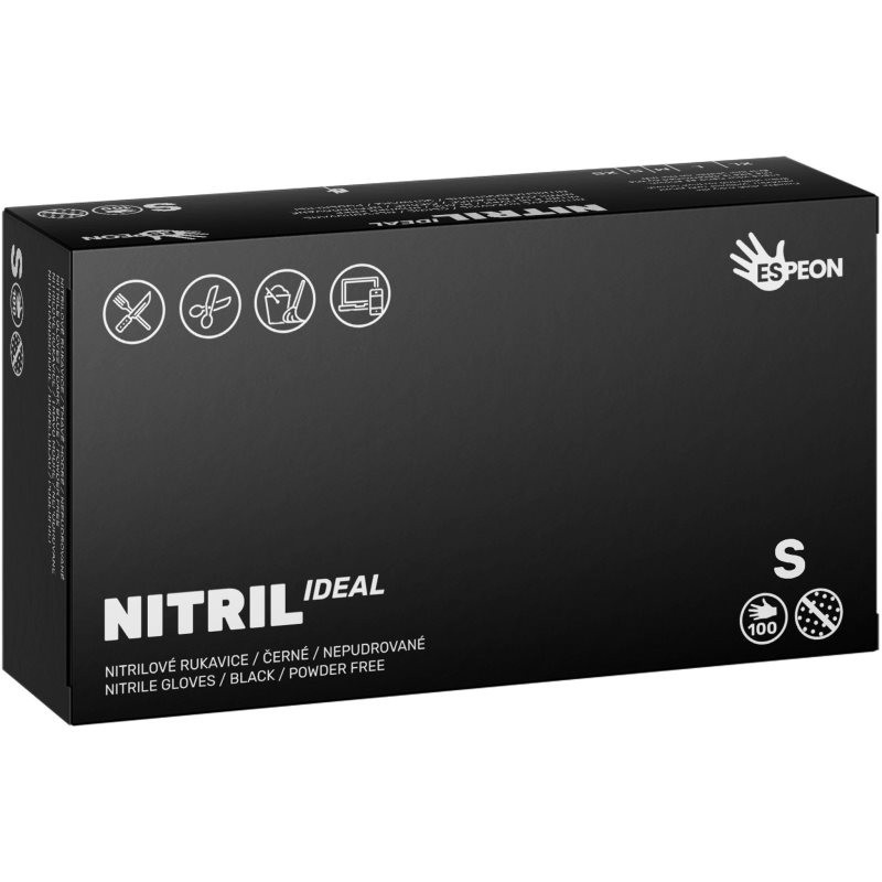 Espeon Nitril Ideal3 Black nitrilové nepudrované rukavice velikost S 100 ks
