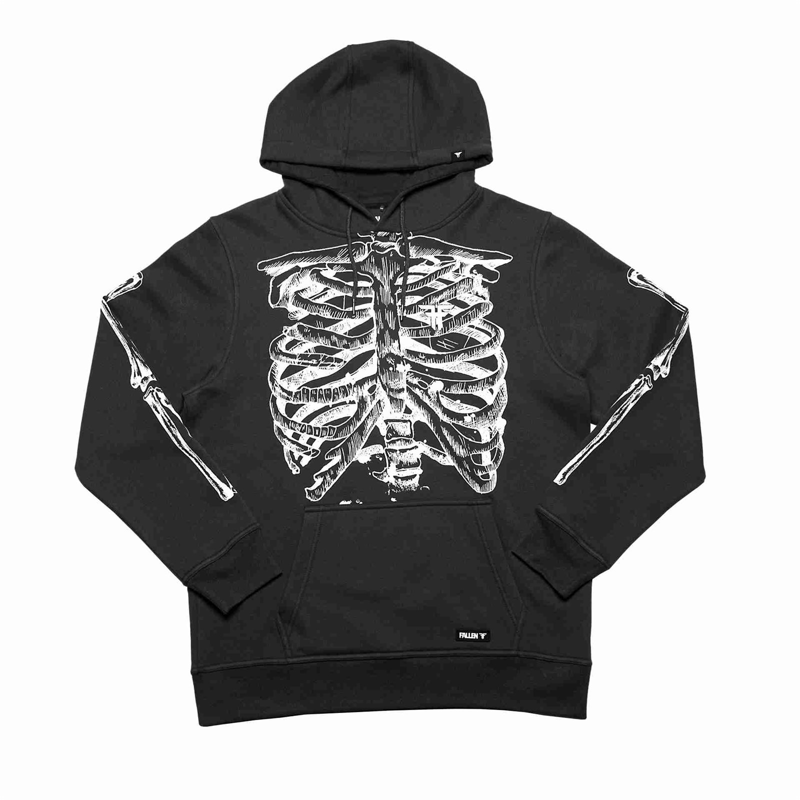 mikina FALLEN - Skeleton Hoodie Black Off White (BLACK OFF WHITE)