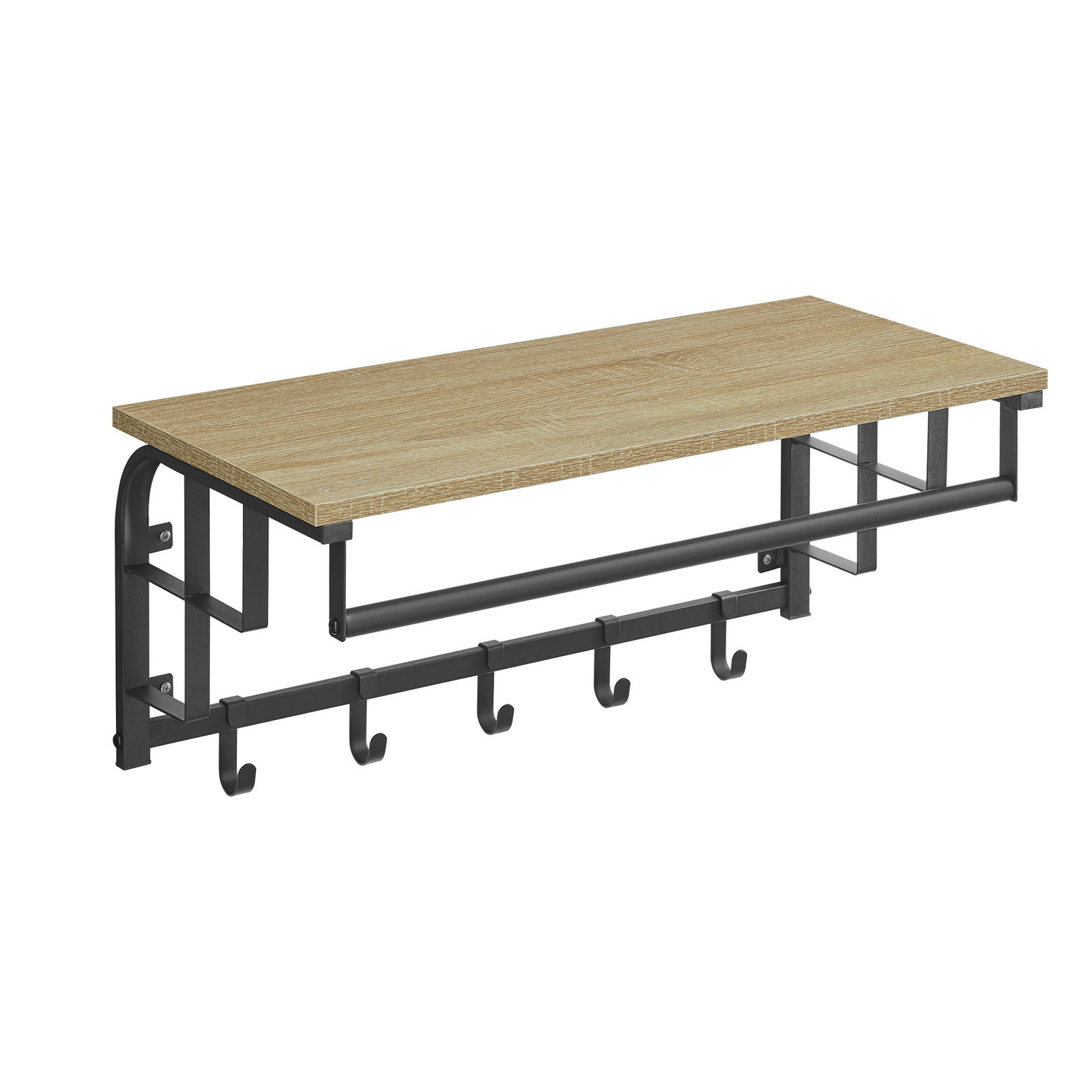 Vasagle Nástěnná police s věšáky – Sonoma