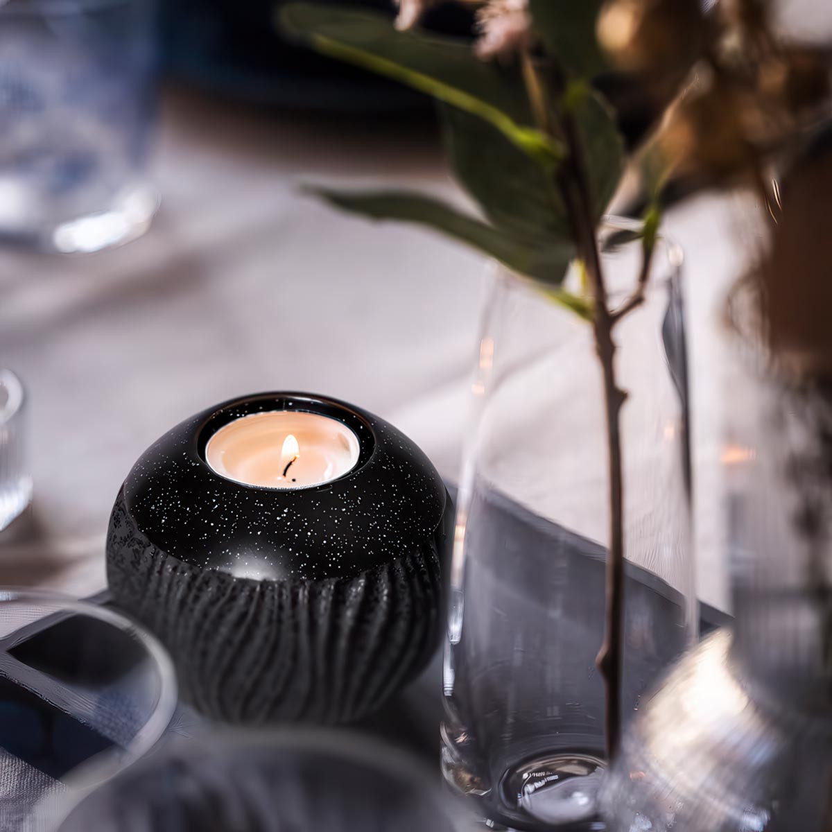 Weltbild Keramický svícen na čajovou svíčku, antracit