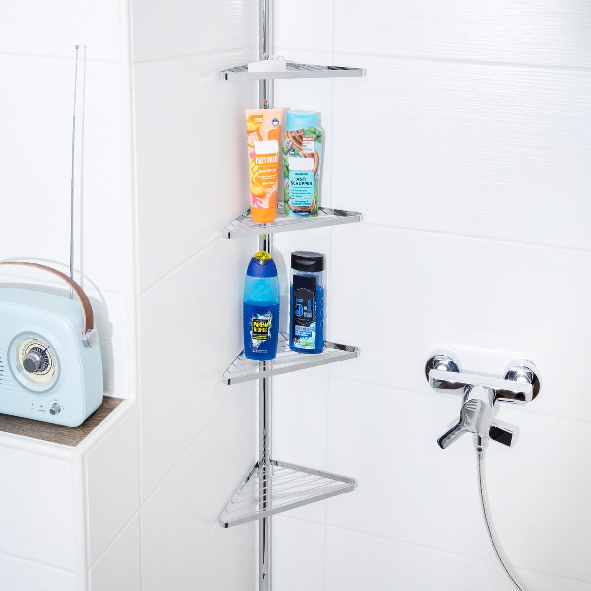 Haushalt international Teleskopická rohová police do koupelny