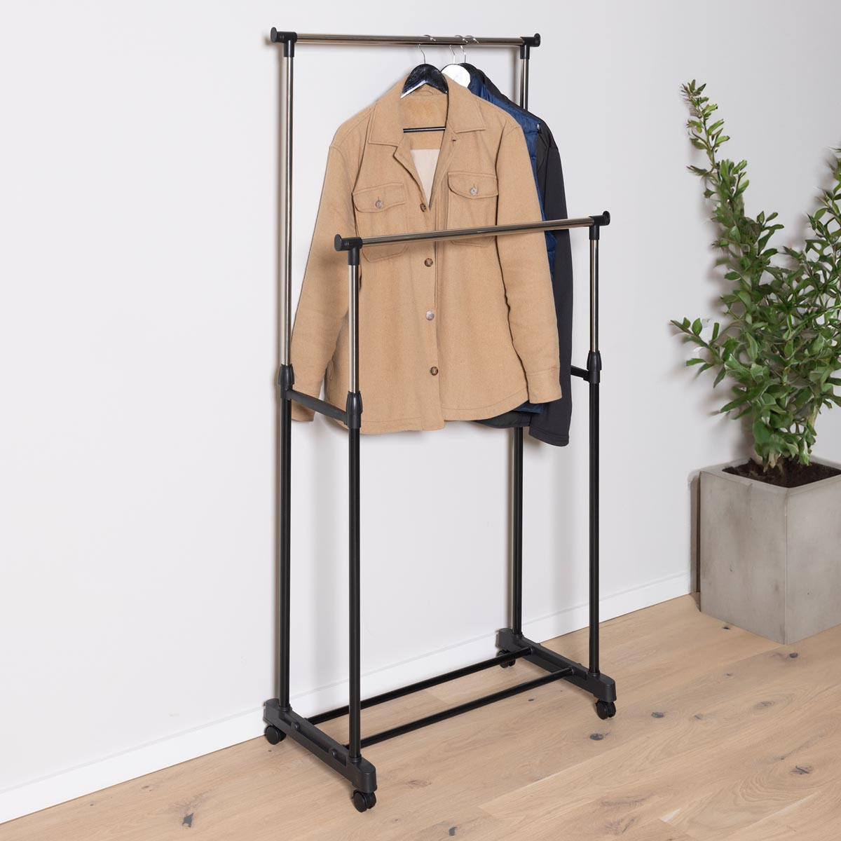 Haushalt international Pojízdný stojan na oblečení, dvojitý, 90 - 160 cm