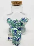 Dice4friends Diceset D6 Starlight: Blue/Green (18)