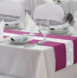 Běhoun na stůl s kamínky fuchsiový Rozměr 40x110cm