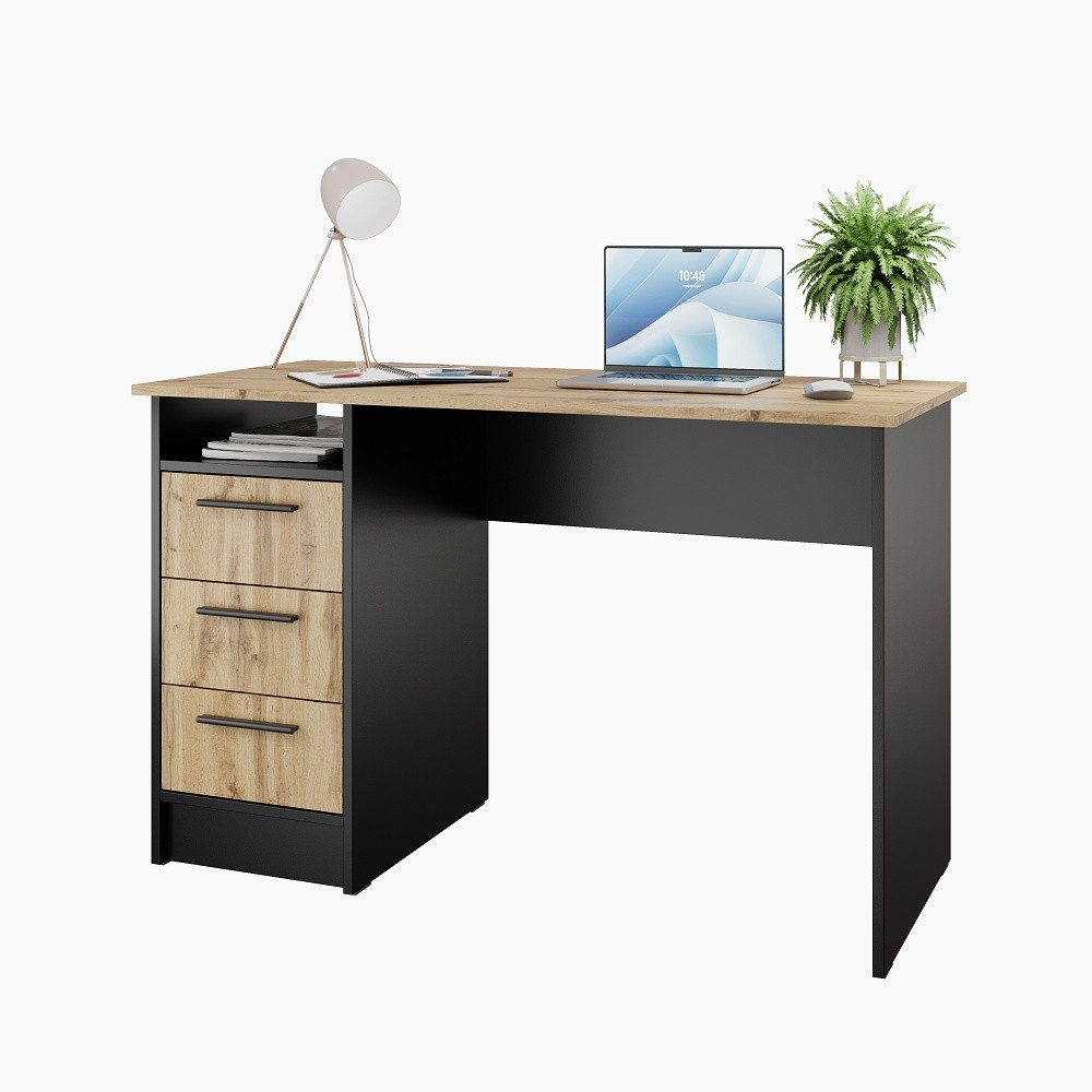 Pracovní stůl NEJBY TRESON II, černá/dub wotan