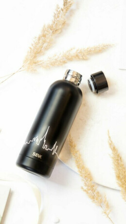 Láhev na vodu - Panorama Prahy (černá 500 ml)