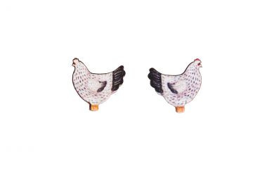 Dřevěné náušnice Slepička