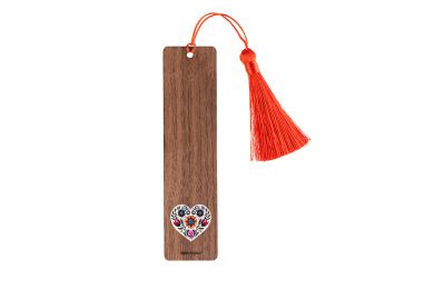 Dřevěná záložka do knížky – Folklórní Srdce bílé