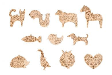 Dřevěné Skandinávské jarní ozdoby 11 ks