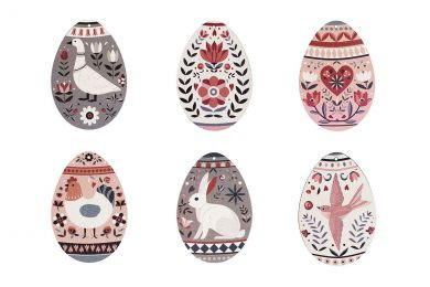 Velikonoční Scandi vajíčka - dřevěné ozdoby