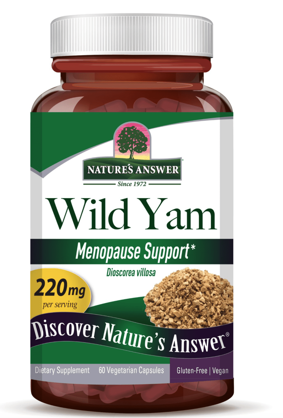 Nature's Answer Wild Yam, extrakt, 220 mg, 60 rostlinných kapslí