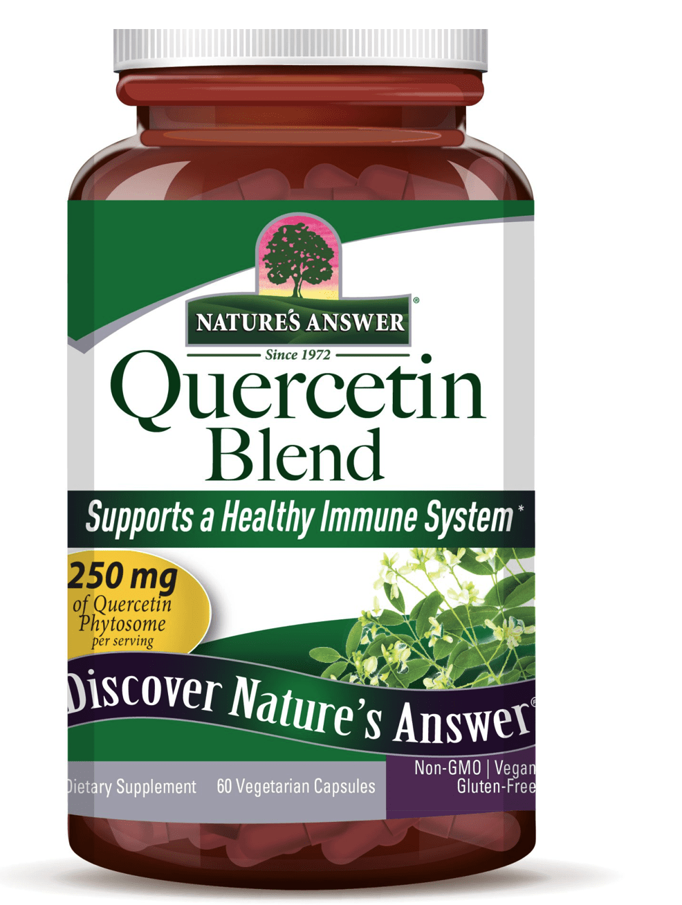 Nature's Answer Quercetin Blend, Kvercetin, extrakt, 250 mg, 60 rostlinných kapslí